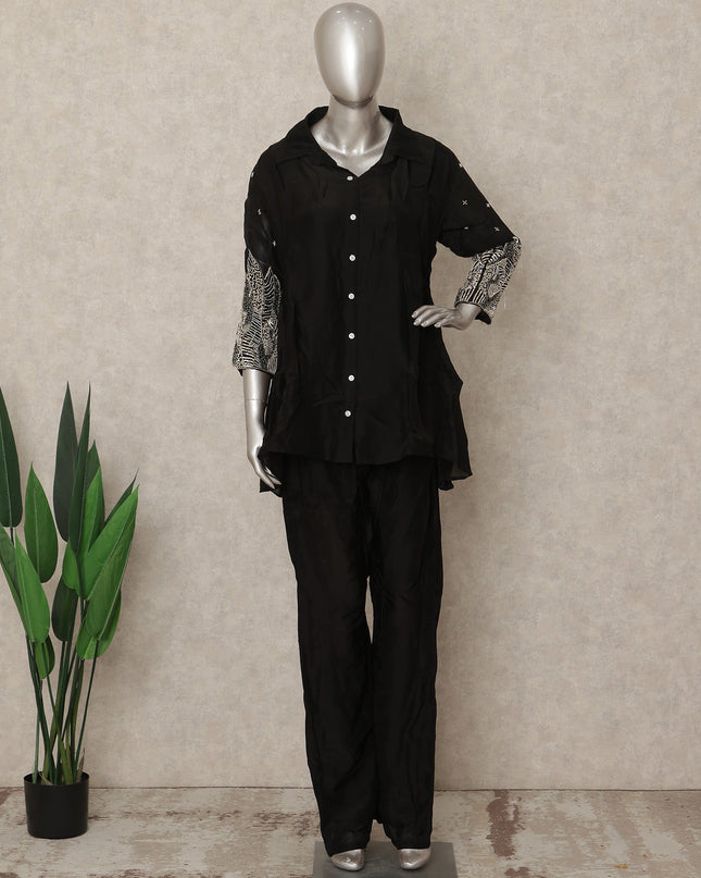 Classic Black Abstract Co Ord Set Party Wear