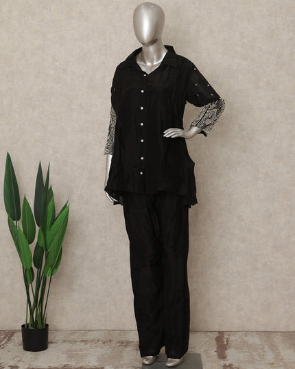 Classic Black Abstract Co Ord Set Party Wear