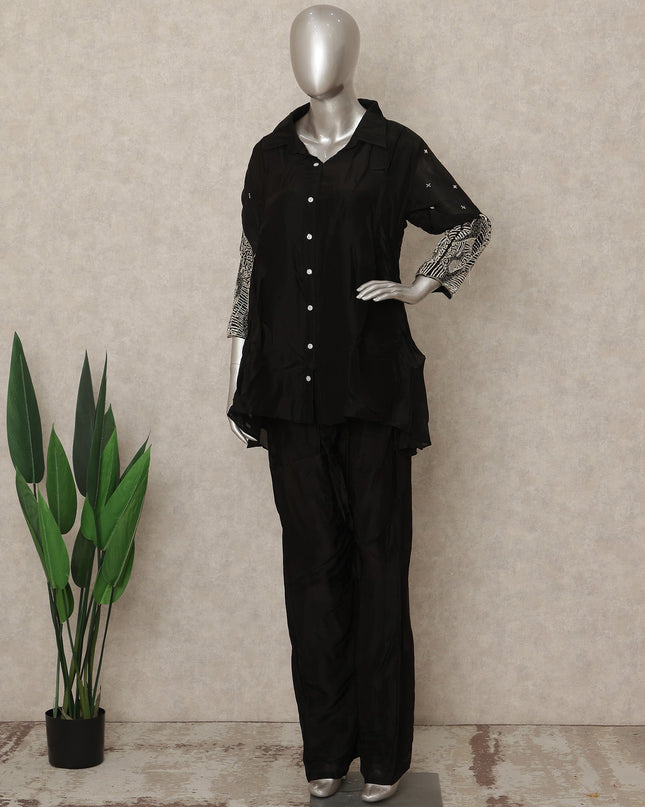 Classic Black Abstract Co Ord Set Party Wear