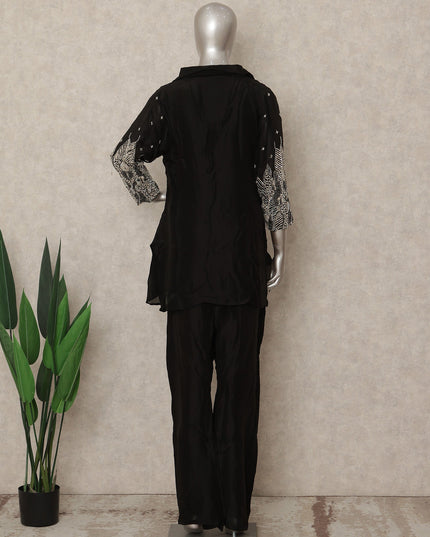 Classic Black Abstract Co Ord Set Party Wear