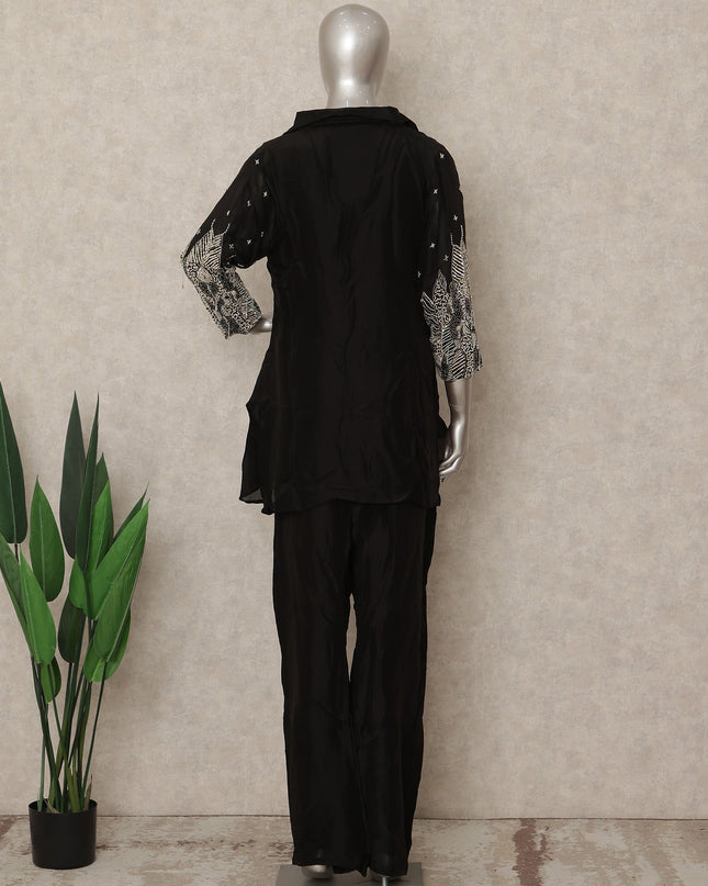 Classic Black Abstract Co Ord Set Party Wear