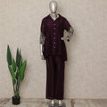 Burgundy Wine Abstract Co Ord Set Party Wear