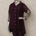 Burgundy Wine Abstract Co Ord Set Party Wear