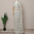 Silver Premium French Metallic Chantilly Lace Saree, Width 110 Cms, Length 5.5 Mtrs, Imported from France-D25692