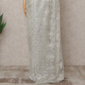 Silver Premium French Metallic Chantilly Lace Saree, Width 110 Cms, Length 5.5 Mtrs, Imported from France-D25692