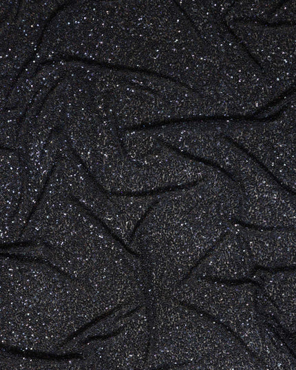 Onyx Black Silk Georgette Sequin Fabric 110cm