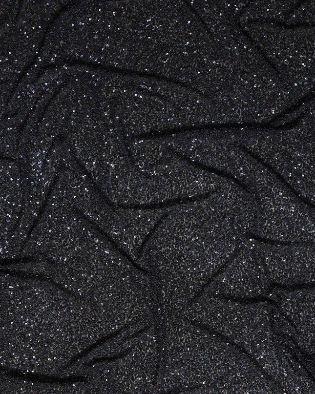 Onyx Black Silk Georgette Sequin Fabric 110cm