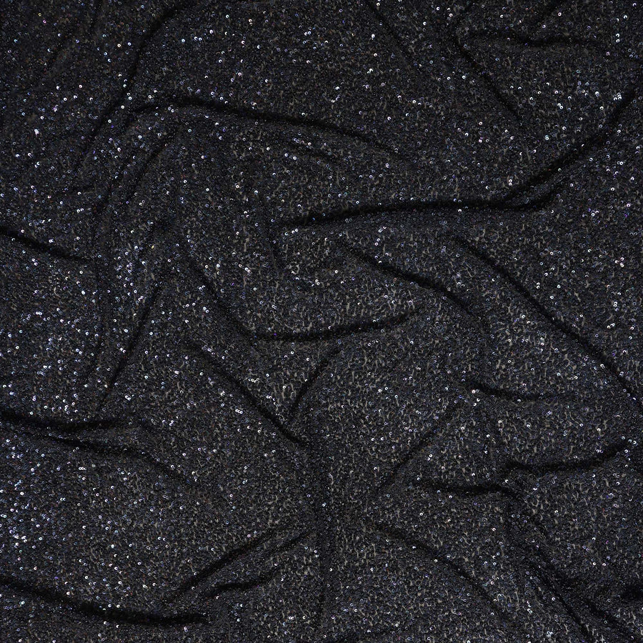 Onyx Black Silk Georgette Sequin Fabric 110cm