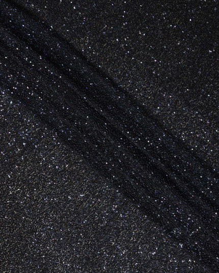Onyx Black Silk Georgette Sequin Fabric 110cm