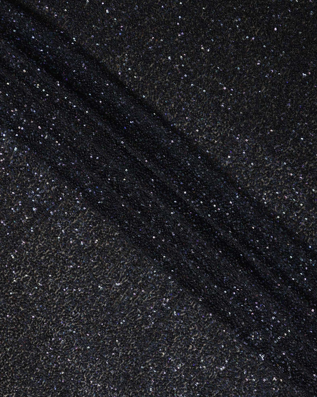 Onyx Black Silk Georgette Sequin Fabric 110cm