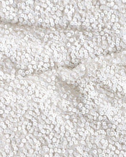Pearl White Silk Georgette Sequin Fabric 110cm