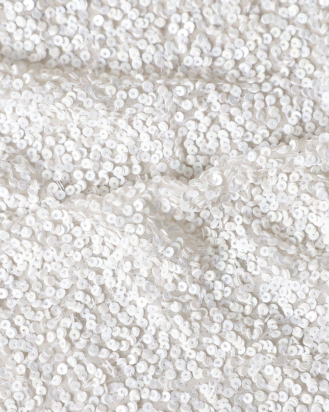 Pearl White Silk Georgette Sequin Fabric 110cm