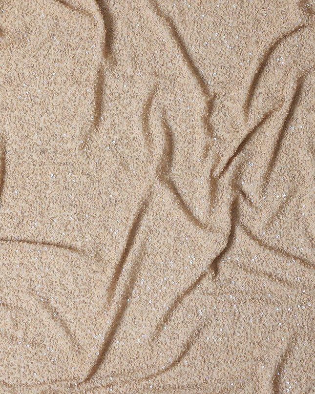 Sand Beige Silk Georgette Sequin Fabric 110cm