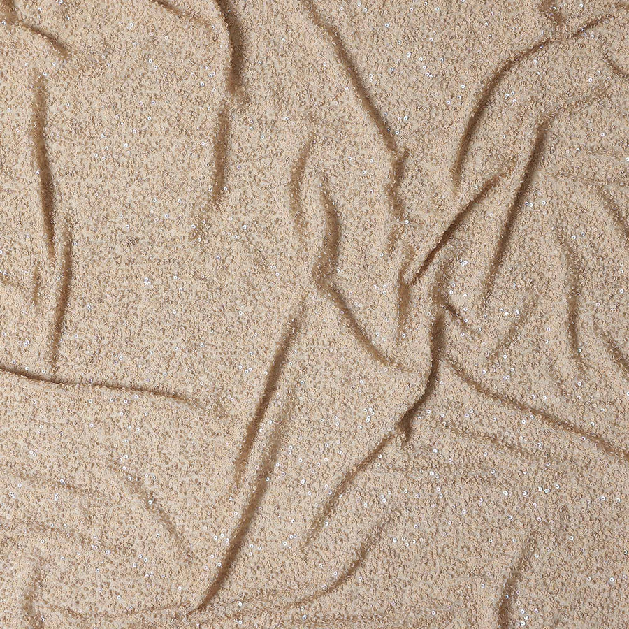 Sand Beige Silk Georgette Sequin Fabric 110cm