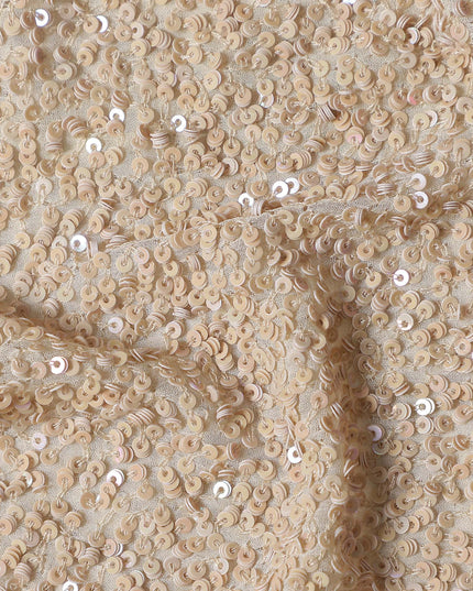 Sand Beige Silk Georgette Sequin Fabric 110cm