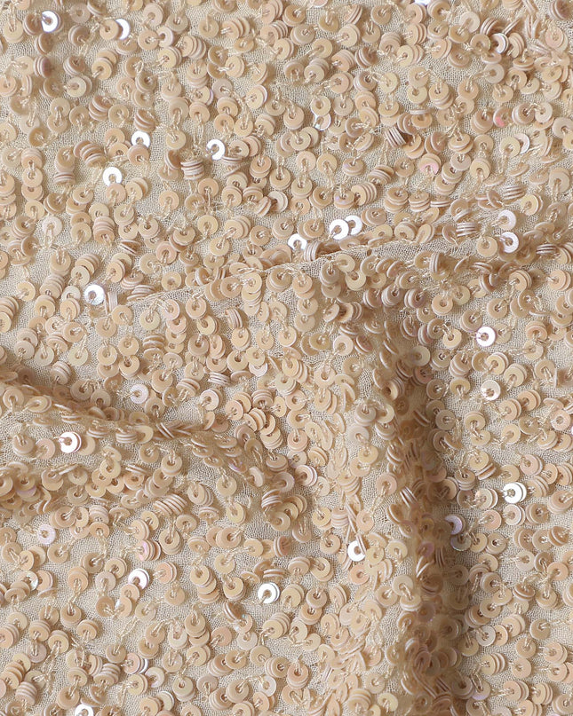 Sand Beige Silk Georgette Sequin Fabric 110cm
