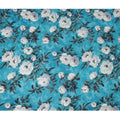 Turquoise Blue Floral Printed Premium Pure Silk Satin Fabric Soft Smooth Lustrous Designer Finish 140 Cms Width, 3.5 Mtrs Piece and Made in Italy-D27199