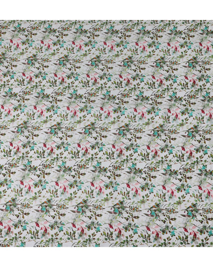 Sage Green Leaf Floral Linen Fabric 110cm
