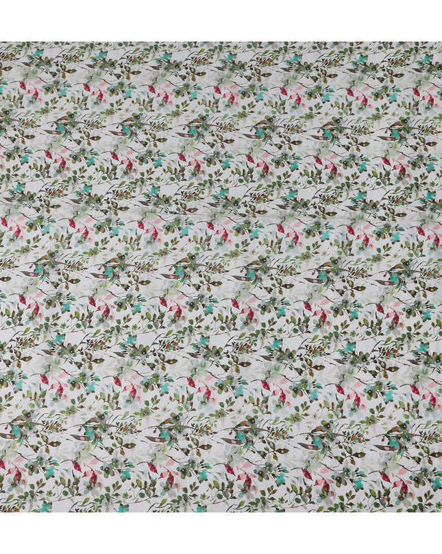 Sage Green Leaf Floral Linen Fabric 110cm