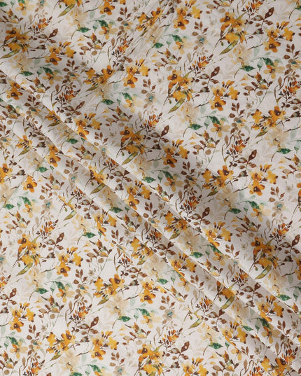 Eggshell White Floral Linen Fabric 110cm