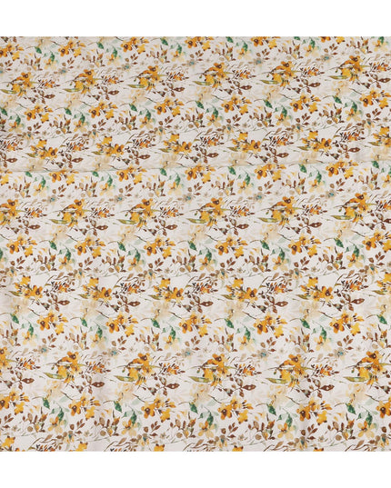 Eggshell White Floral Linen Fabric 110cm