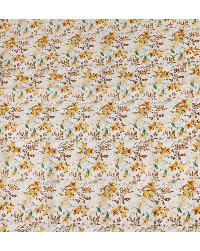 Eggshell White Floral Linen Fabric 110cm