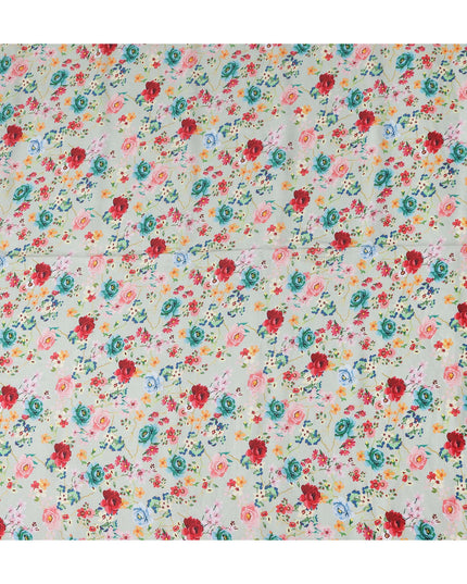 Mint Green Floral Linen Fabric 110cm