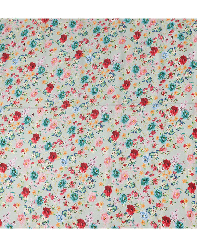 Mint Green Floral Linen Fabric 110cm