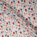 Bright White Floral Linen Fabric 110cm