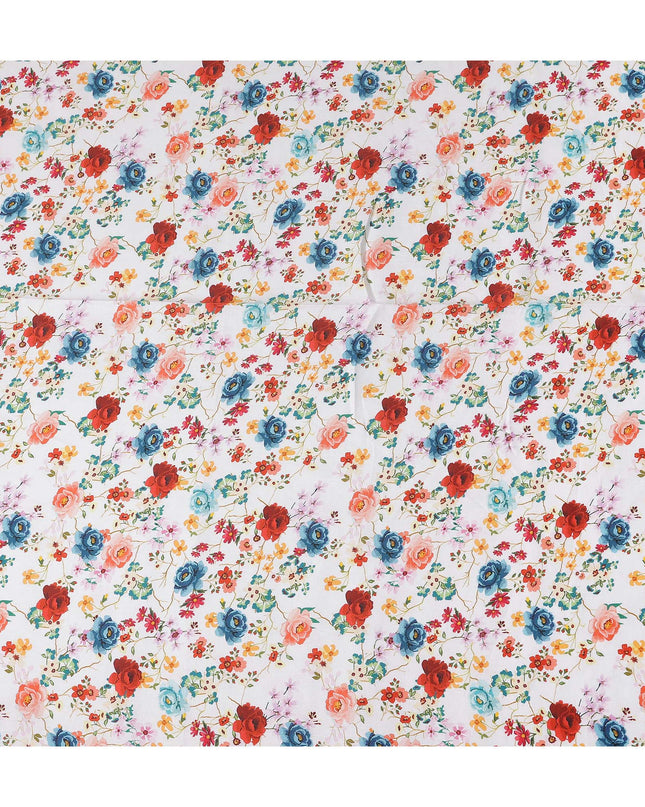 Bright White Floral Linen Fabric 110cm