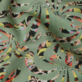 Sage Green Abstract Swirl Printed Premium Pure Linen Fabric 140 Cms Width India-D27845