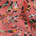 Coral Abstract Swirl Printed Premium Pure Linen Fabric 140 Cms Width India-D27853