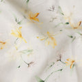 Cream Yellow Floral Printed Premium Pure Linen Fabric 140 Cms Width India-D27851