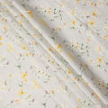 Cream Yellow Floral Printed Premium Pure Linen Fabric 140 Cms Width India-D27851