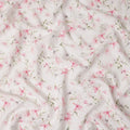 White Pink Floral Printed Premium Pure Linen Fabric 140 Cms Width India-D27848