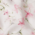 White Pink Floral Printed Premium Pure Linen Fabric 140 Cms Width India-D27848