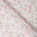 White Pink Floral Printed Premium Pure Linen Fabric 140 Cms Width India-D27848