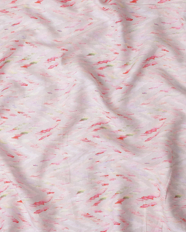 Blush Pink Abstract Brushstroke Linen Fabric 110cm