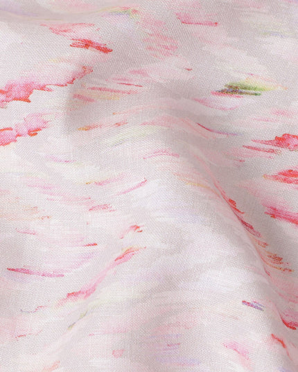 Blush Pink Abstract Brushstroke Linen Fabric 110cm