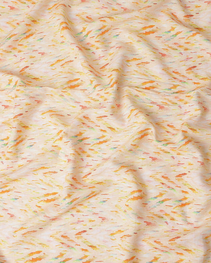 Apricot Orange Abstract Brushstroke Linen Fabric 110cm
