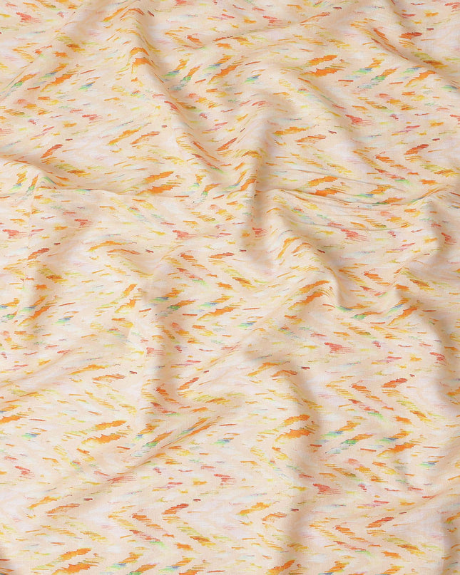 Apricot Orange Abstract Brushstroke Linen Fabric 110cm