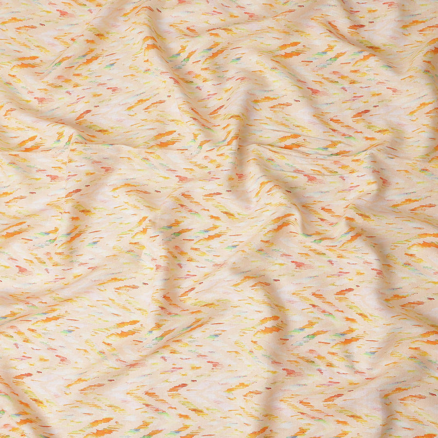 Apricot Orange Abstract Brushstroke Linen Fabric 110cm