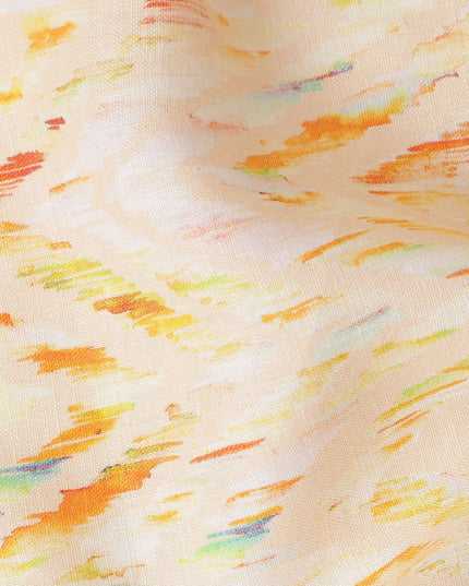 Apricot Orange Abstract Brushstroke Linen Fabric 110cm