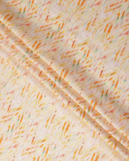 Apricot Orange Abstract Brushstroke Linen Fabric 110cm
