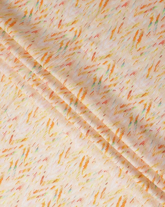 Apricot Orange Abstract Brushstroke Linen Fabric 110cm