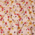 Peach Multicolor Floral Printed Premium Pure Linen Fabric 140 Cms Width India-D27847