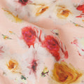 Peach Multicolor Floral Printed Premium Pure Linen Fabric 140 Cms Width India-D27847