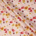 Peach Multicolor Floral Printed Premium Pure Linen Fabric 140 Cms Width India-D27847