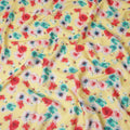 Yellow Multicolor Rose Floral Printed Premium Pure Linen Fabric 140 Cms Width India-D27850