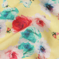 Yellow Multicolor Rose Floral Printed Premium Pure Linen Fabric 140 Cms Width India-D27850